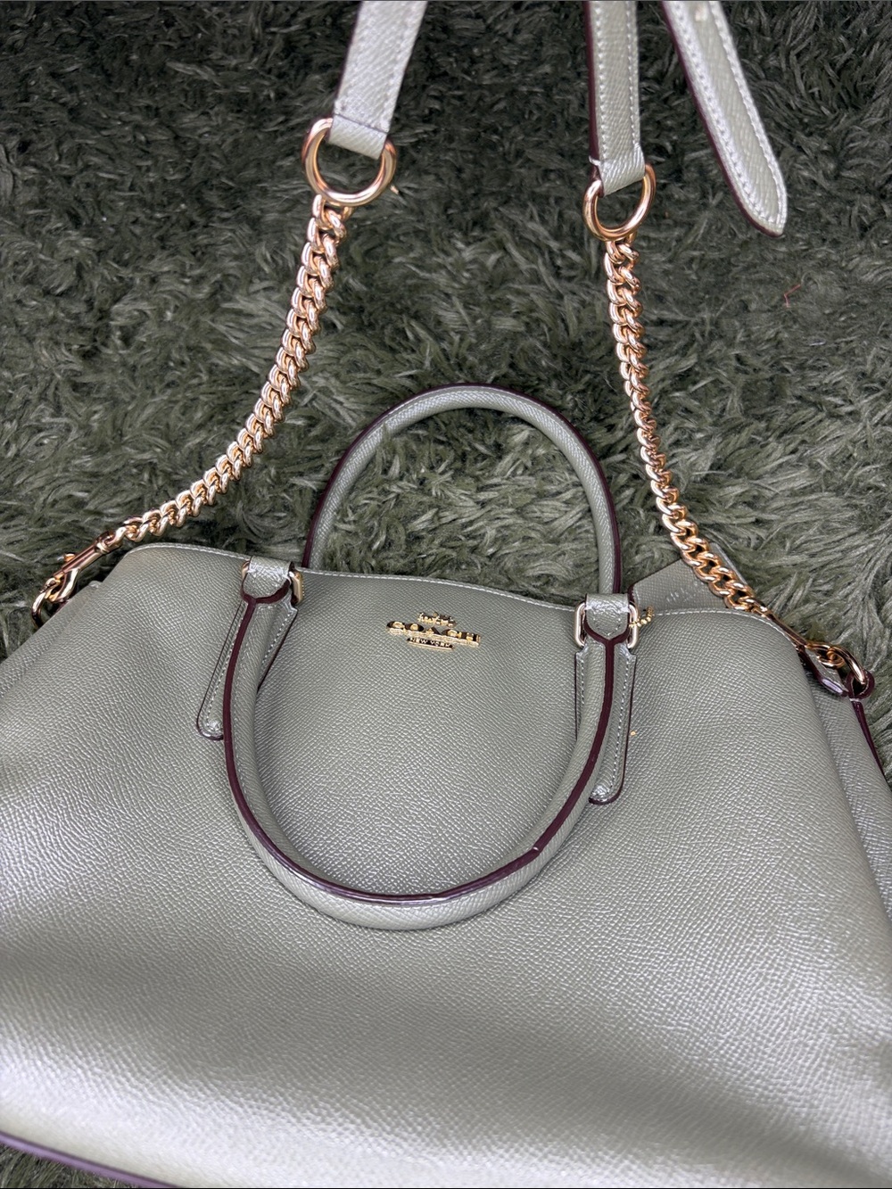 Coach Mini Sage Green Carryall Pebble Texture with Gold Hardware - Picture 11 of 11